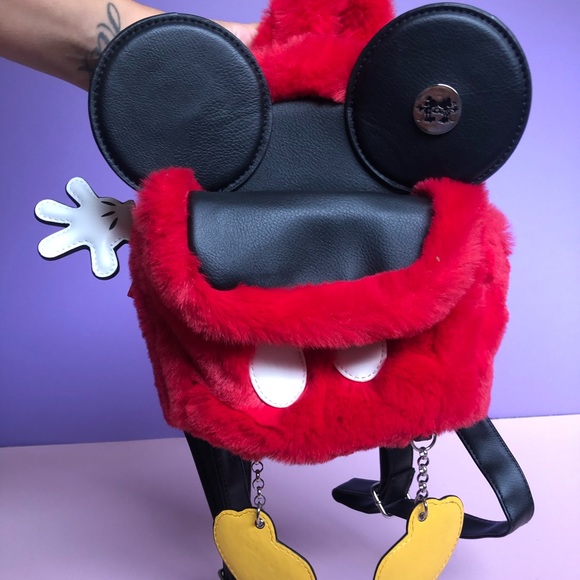 Shanghai Disney Parks Fluffy Mickey Mouse Backpack - Picture 2 of 5